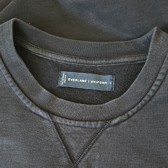 Everlane Uniform Black Crewneck Sweater 100% Cotton - Picture 2 of 9